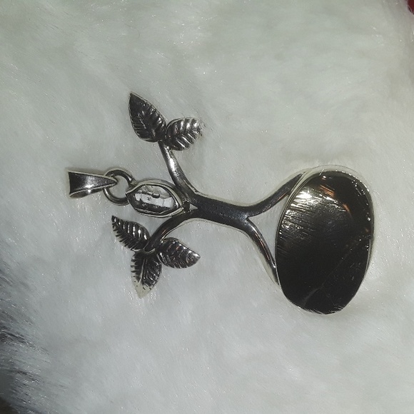 Tree of Life Shungite Herkimer Diamond Gemstone pendant Sterling Silver .925 - Picture 4 of 10